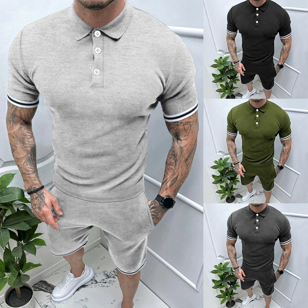 2 Pcs/set Mens Tracksuit Short Sleeve T-Shirt Tops Shorts Suit Gym Sport Summer Solid Color Men's Sets
2 Pcs/set Mens Tracksuit Short Sleeve T-Shirt Tops Shorts Suit Gym Sport Summer Solid Color Men's Sets