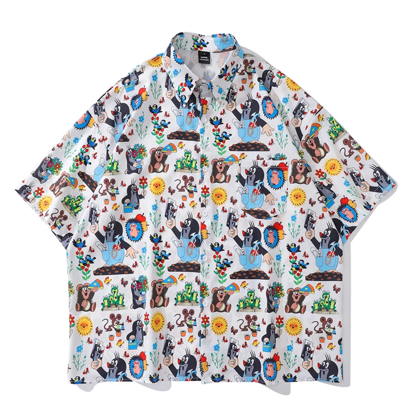 Cartoon shirt Printed Loose Button Up Men Shirt Short Sleeve Summer Beach Shirts for Men Women Blouse Leisure Comfortable Tops
Cartoon shirt Printed Loose Button Up Men Shirt Short Sleeve Summer Beach Shirts for Men Women Blouse Leisure Comfortable Tops