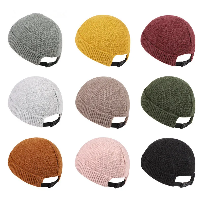 

2023 New Winter Warm Knitted Hat For Men Fashion Casual Wool Beanies Hip Hop Strend Melon Cap Outdoor Adjustable Landlord Hats