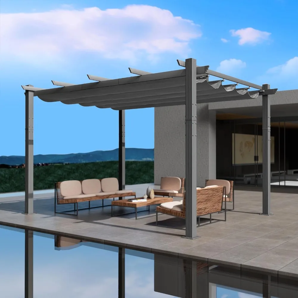 Outdoor Retractable Pergola with Sun Shade Canopy Patio Aluminum Pergola Shelter for Backyard Garden Gazebo (10' x 13')
Outdoor Retractable Pergola with Sun Shade Canopy Patio Aluminum Pergola Shelter for Backyard Garden Gazebo (10' x 13')