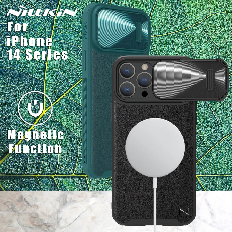 Чехол NILLKIN для iPhone 14 Pro Max Plus, Магнитный кожаный чехол Magsafe с тканевой линзой, задняя крышка для iPhone 14
Чехол NILLKIN для iPhone 14 Pro Max Plus, Магнитный кожаный чехол Magsafe с тканевой линзой, задняя крышка для iPhone 14