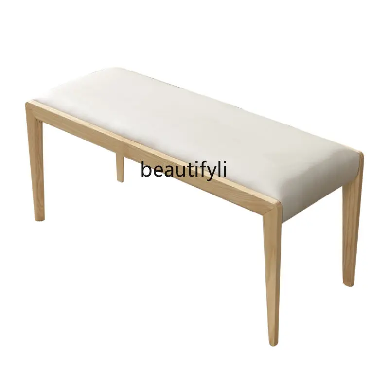 

Nordic Home Small Apartment Solid Wood Bench Dining Chair Stool Cream Style Fitting Room Soft Bag Shoe Changing Stool