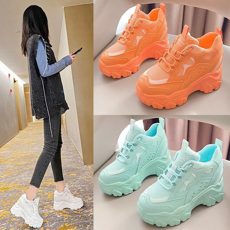 

Platform Sneakers For Women Chunky Shoes Brand Fashion Walking Trainers High Casual Shoes Woman Lacing Vulcanized Shoe
