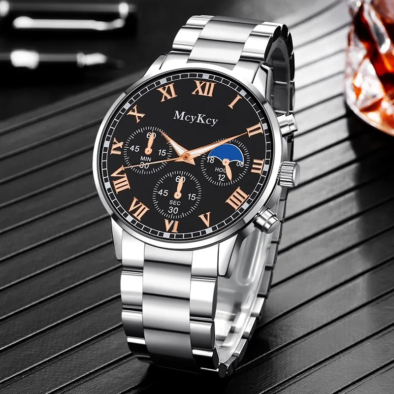 

Relogios Masculino Mens Steel Strip Casual Fashion Watch Erkek Kol Saati Strap Watch For Gift Giving Masculino Watch For Men