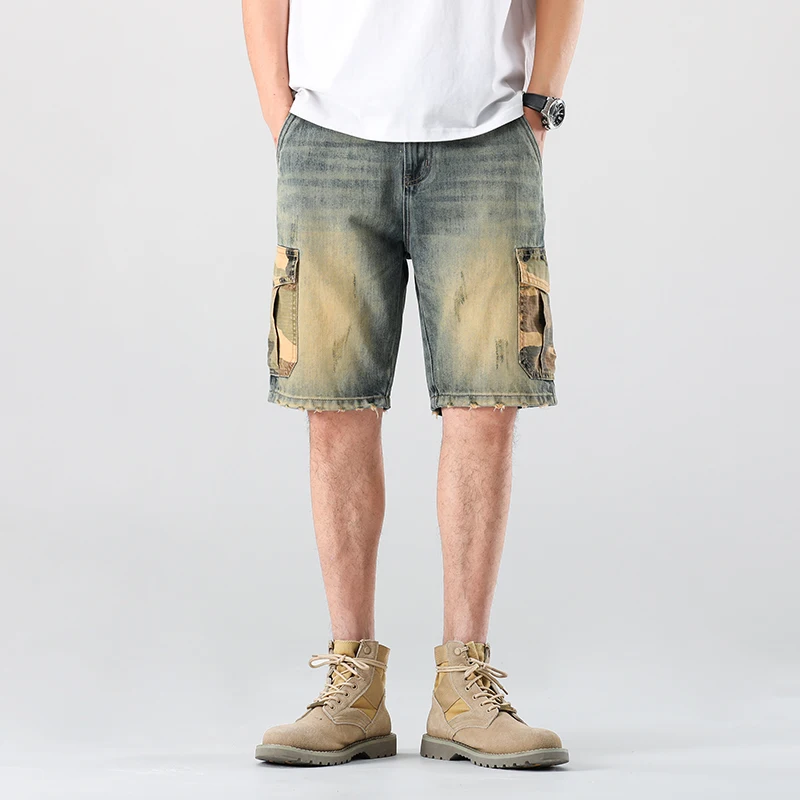 Hip Hop Knee Length Cargo Pocket Denim Shorts Men Ripped Vintage Fashion Streetwear Jeans Jogger Male Urban Shorts
Hip Hop Knee Length Cargo Pocket Denim Shorts Men Ripped Vintage Fashion Streetwear Jeans Jogger Male Urban Shorts