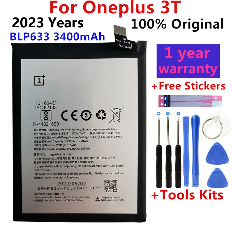 

100% Original for Oneplus 3T Battery High Quality 3400mAh BLP633 Replacement for Oneplus Three T Smartphone+track code