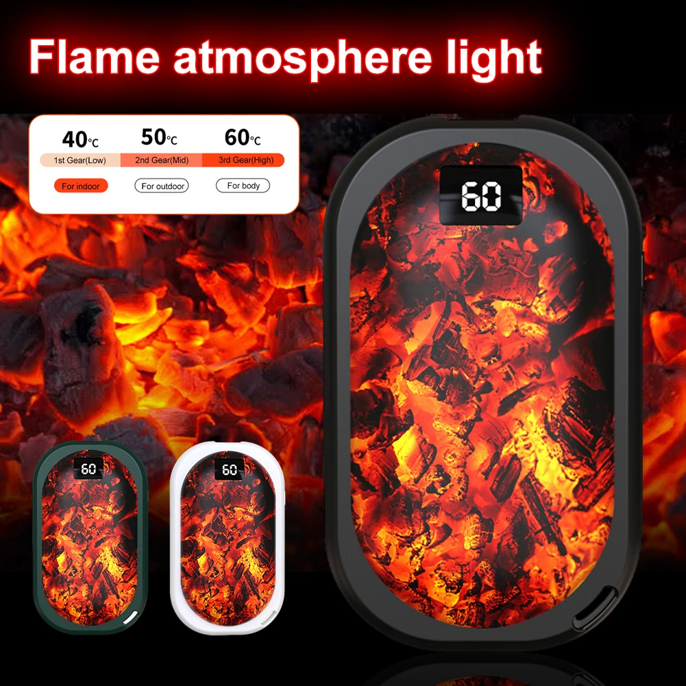 Portable Power Bank Hand Warmer Rechargeable Mini Hand Warmers with Flame Light 3 Temp Levels for Home Travel Outdoor Camping
Portable Power Bank Hand Warmer Rechargeable Mini Hand Warmers with Flame Light 3 Temp Levels for Home Travel Outdoor Camping