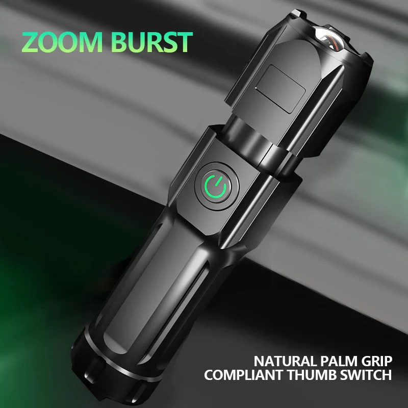 

Powerful LED Flashlight 100000 Lumen Tactical Flashlights Rechargeable USB 18650 Waterproof Zoom Fishing Hunting LED Flashlight