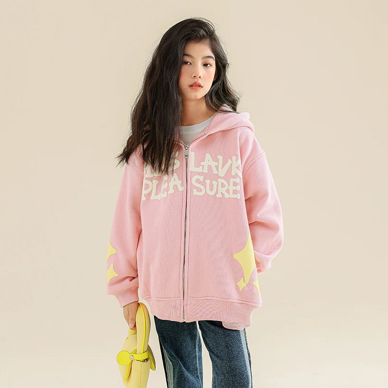 Girls Zip Up Fleece Hoodie Jacket Autumn Winter Zipper Letter Print Hooded Coat Korean Fashion Streetwear Sweatshirt Clothes
Girls Zip Up Fleece Hoodie Jacket Autumn Winter Zipper Letter Print Hooded Coat Korean Fashion Streetwear Sweatshirt Clothes