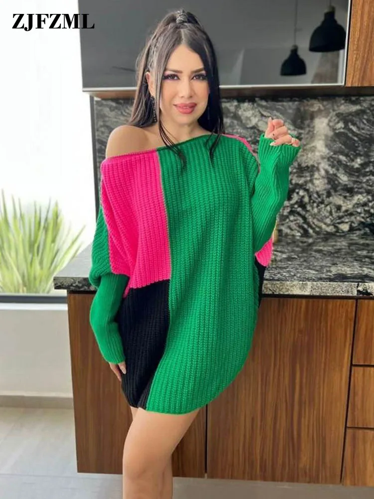 Autumn Color Block Knit Ribbed Sweater Dress Casual Lounge Outfits For Women Boat Neck Long Sleeves Loose Sweaters Daily Wear
Autumn Color Block Knit Ribbed Sweater Dress Casual Lounge Outfits For Women Boat Neck Long Sleeves Loose Sweaters Daily Wear