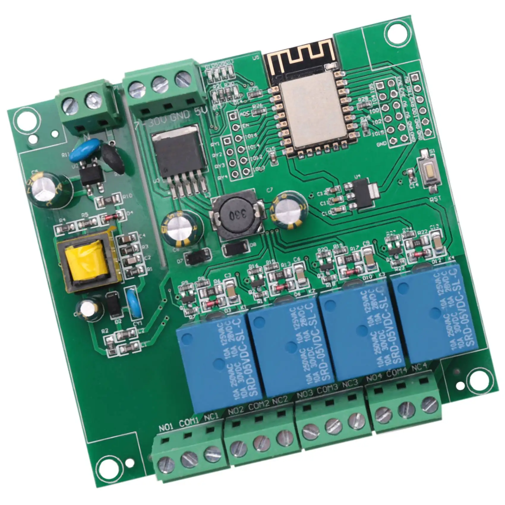 

Беспроводной 4-канальный Релейный модуль ESP8266, плата для разработки Wi-Fi для Arduino, источник питания 5 В/8-80 В переменного/постоянного тока