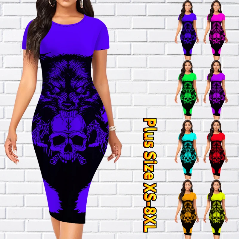 Summer Women Vintage Tight Skirt Sexy Slim Skirt Female Knee-length Skirt Round Neck New Design Printing Short Sleeve Skirt
Summer Women Vintage Tight Skirt Sexy Slim Skirt Female Knee-length Skirt Round Neck New Design Printing Short Sleeve Skirt