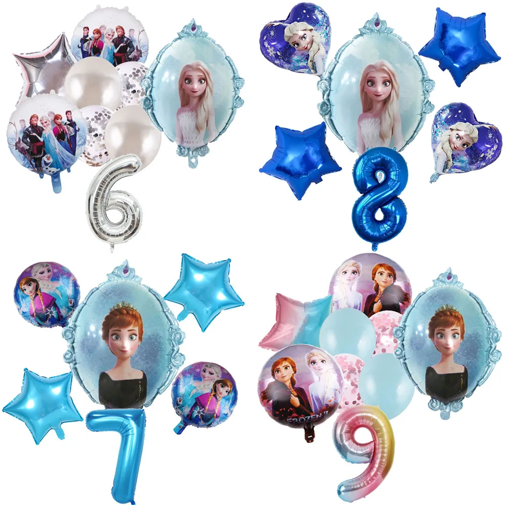 

Disney Cartoon Frozen Elsa Anna Mirror Princess Theme Birthday Party Decoration Latex Digital Balloon Set Baby Shower Kid Gift