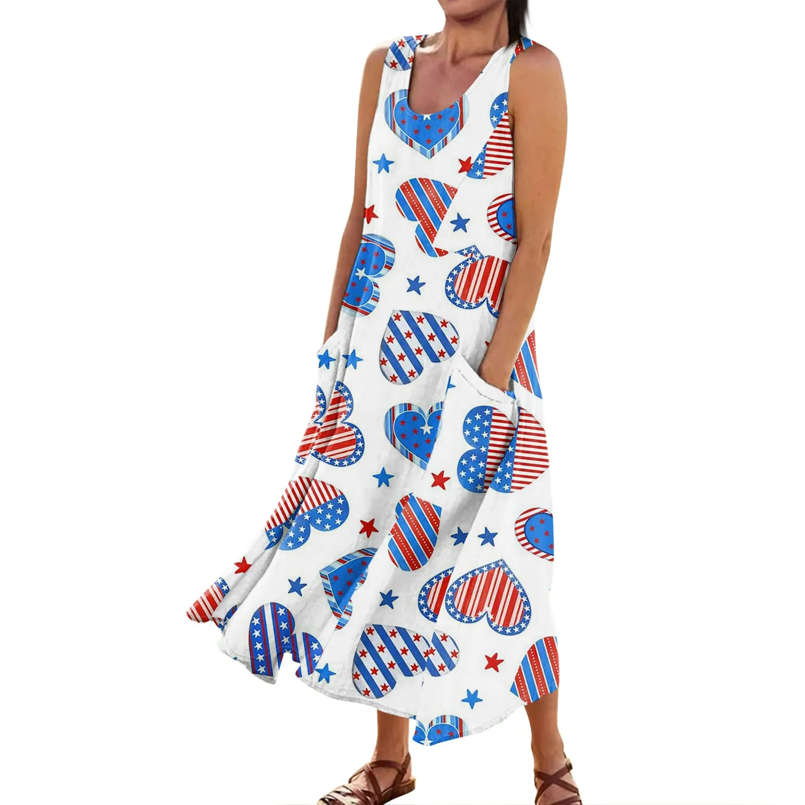 Women'S Casual Comfortable Independence Day Print Sleeveless Cotton Pocket Dress Elegant Dresses For Women Summer Dresses
Women'S Casual Comfortable Independence Day Print Sleeveless Cotton Pocket Dress Elegant Dresses For Women Summer Dresses