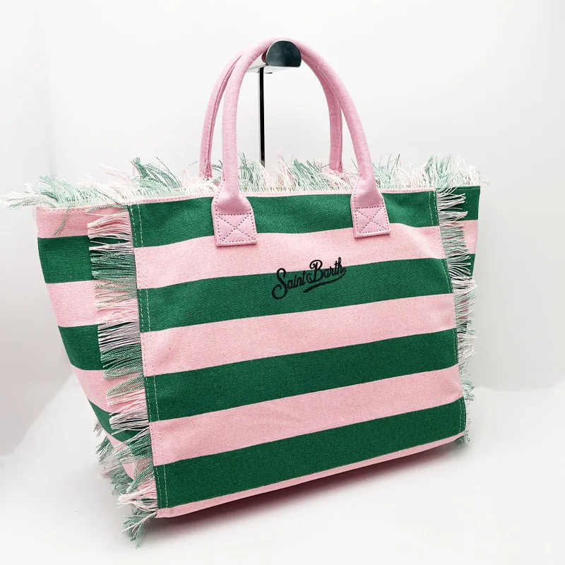 SAINT BARTH European & American Striped Canvas Tote Bag 10 Saa6387e496534e1eb9fb2b60f111c882r
