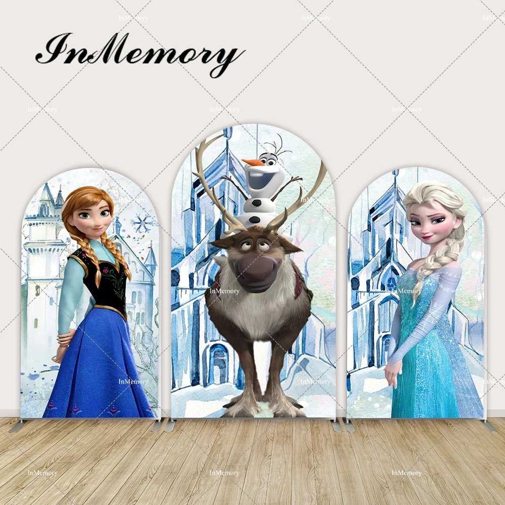 

Frozen Theme Princess Anna Elsa Chiara Wall Party Backdrop Girls Birthday Party Arch Cover Photography Background