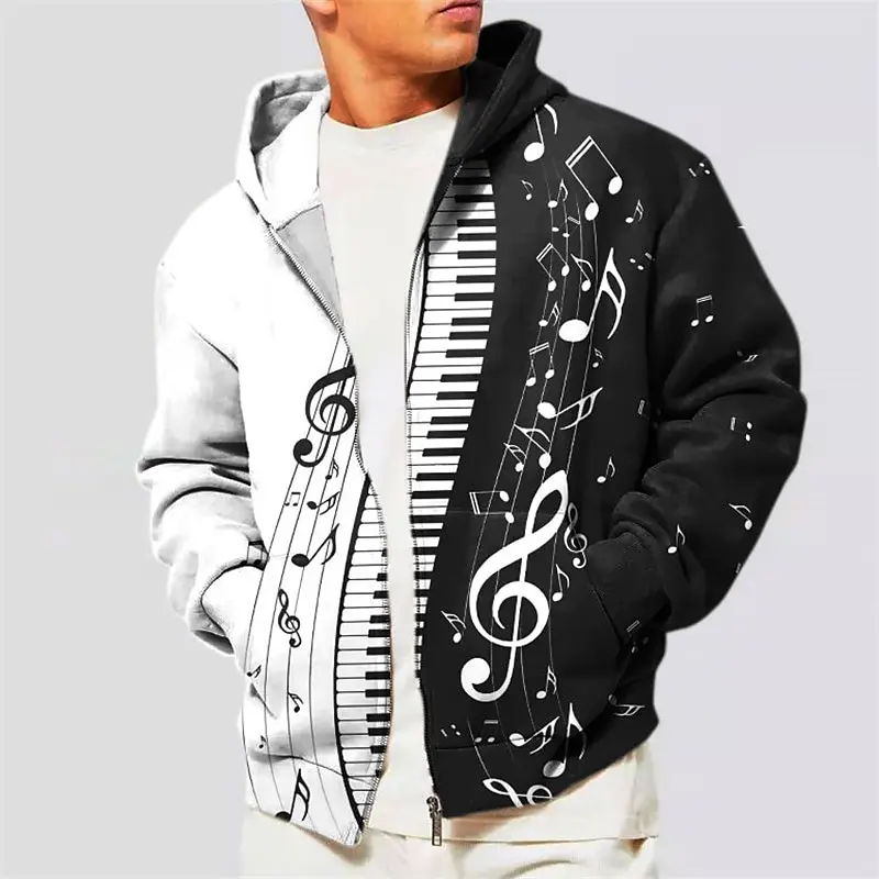 Fashion men's zippered hoodie 3D music printed hooded jacket oversized top casual street wear retro men's clothing
Fashion men's zippered hoodie 3D music printed hooded jacket oversized top casual street wear retro men's clothing