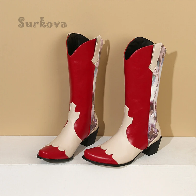 Women's Western Boots Embroidered Flower Prints Sexy Pointed Toe Knee High Boots Fashion Chunky Heel Mid Heel Cowboy Long Boots
Women's Western Boots Embroidered Flower Prints Sexy Pointed Toe Knee High Boots Fashion Chunky Heel Mid Heel Cowboy Long Boots