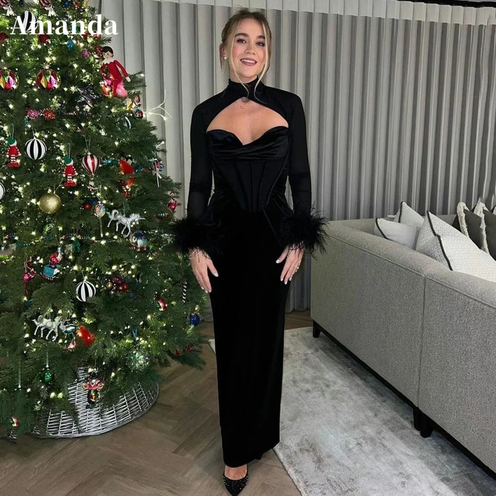 Amanda Elegant Feather Sleeve Prom Dress Cape Sleeve Party Dress Black Mermaid Evening Dress Floor Lenght Trumpet Evening Dress
Amanda Elegant Feather Sleeve Prom Dress Cape Sleeve Party Dress Black Mermaid Evening Dress Floor Lenght Trumpet Evening Dress