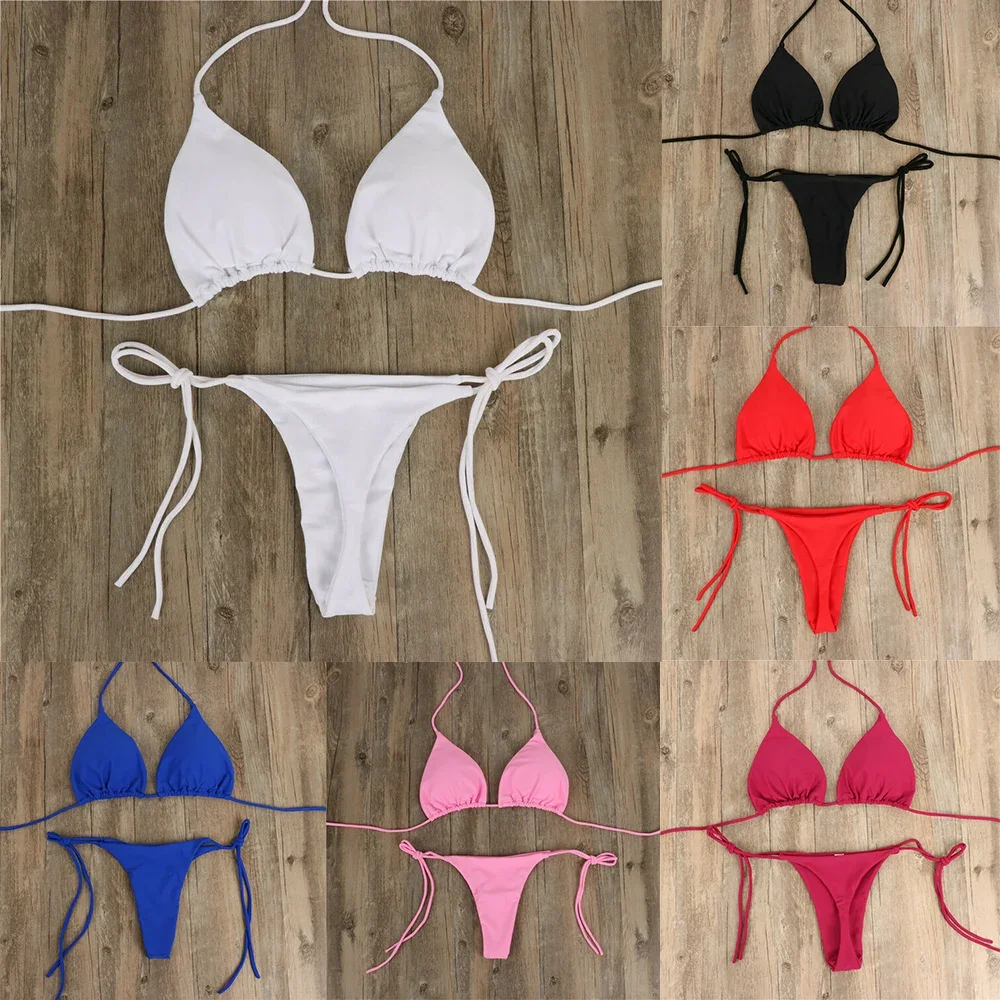 2Pcs Women Bra G-Strings Thongs Bikini Set Side Tie Swimsuit Lacing Up Swimwear Solid Color Summer Swimming Bathing Suit
2Pcs Women Bra G-Strings Thongs Bikini Set Side Tie Swimsuit Lacing Up Swimwear Solid Color Summer Swimming Bathing Suit