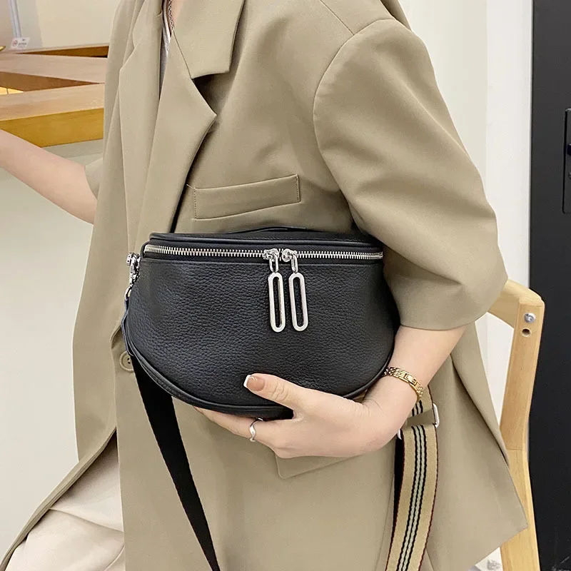 

Трендовая Женская поясная сумка из натуральной кожи, новинка 2023, модная нагрудная сумка на молнии, женская сумка-мессенджер на плечо, роскошные сумки