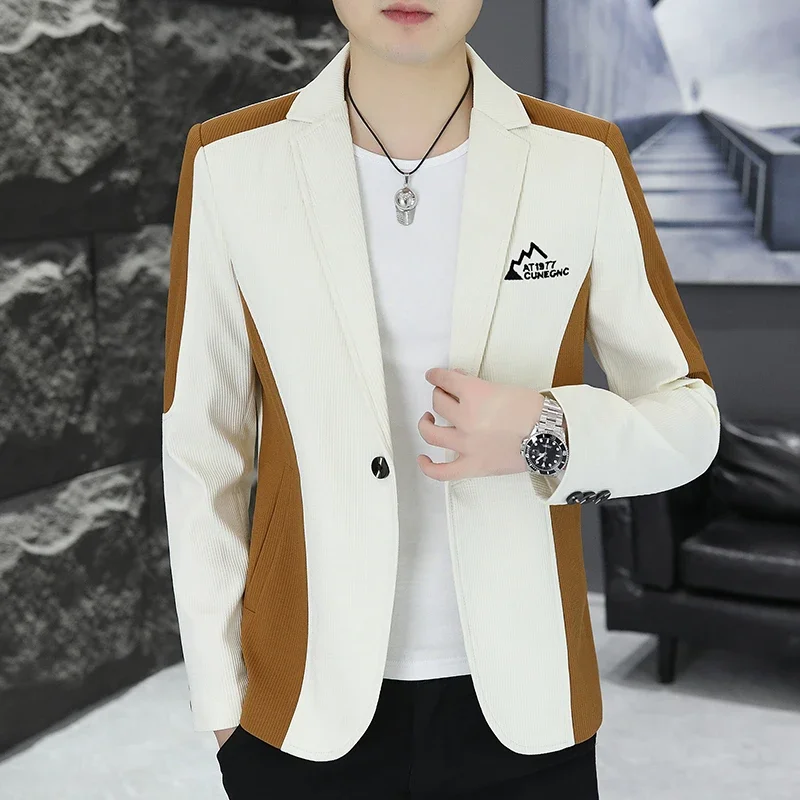 

New Men's Blazer Slim-fit Korean Version Casual Wedding British Style All Match Luxe Handsome Business Fashion Gentleman Suit