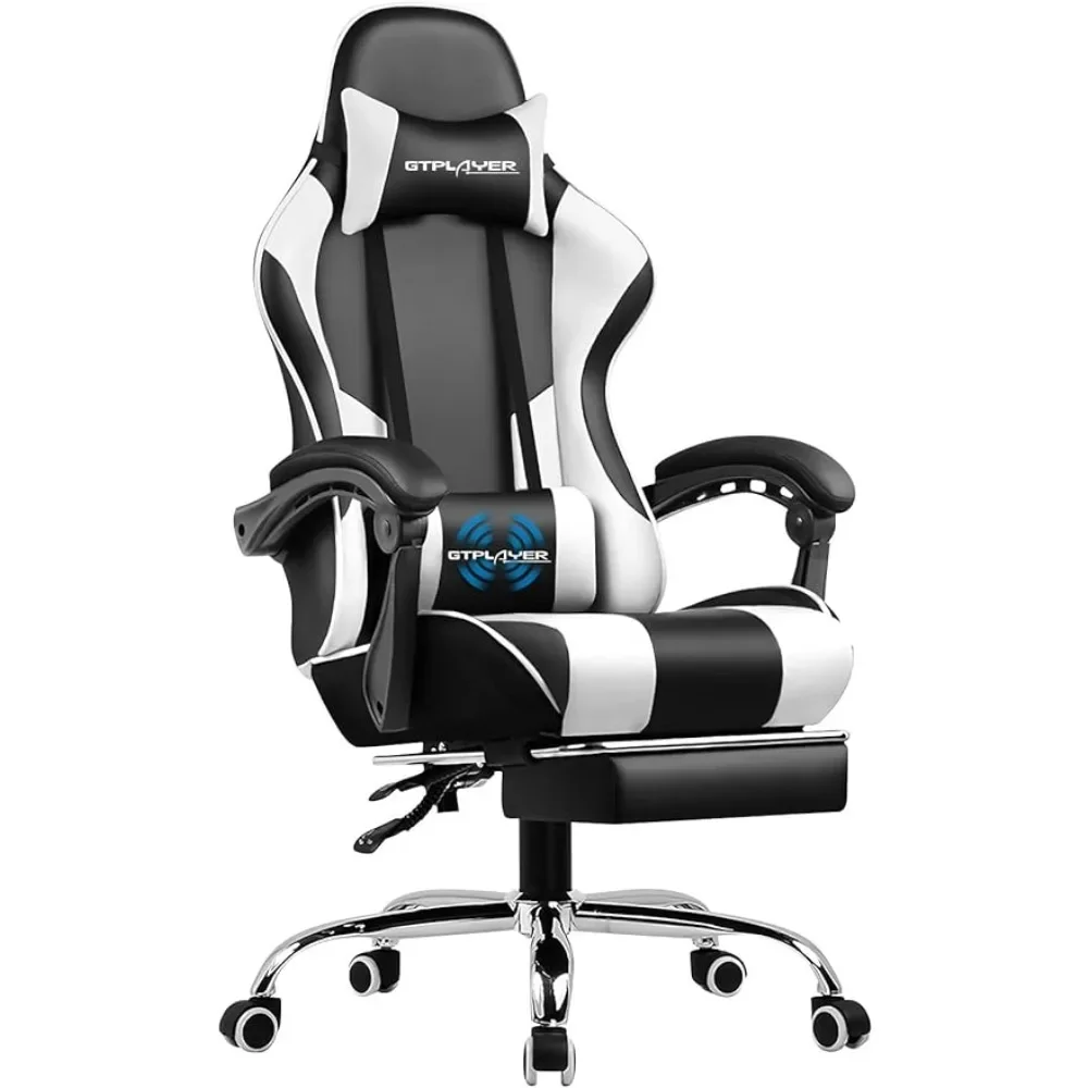 Computer Chair with Footrest and Lumbar Support, Height Adjustable Game Chair with 360°-Swivel Seat and Headrest
Computer Chair with Footrest and Lumbar Support, Height Adjustable Game Chair with 360°-Swivel Seat and Headrest