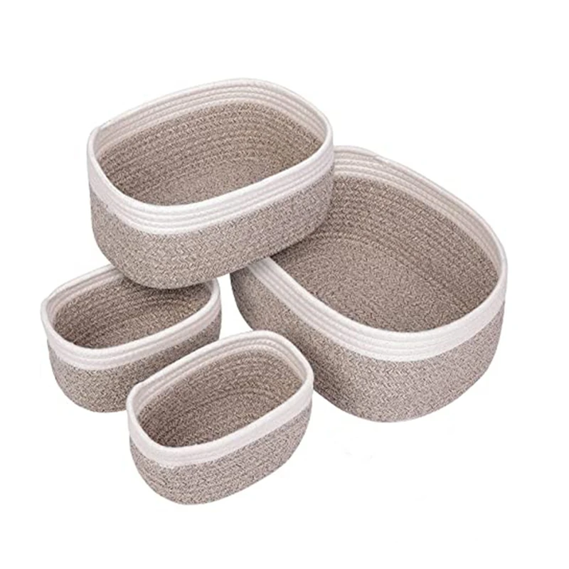 Desktop Cotton Rope Woven Storage Basket 4-Piece Set Square Storage Basket Toy Storage Basket
Desktop Cotton Rope Woven Storage Basket 4-Piece Set Square Storage Basket Toy Storage Basket