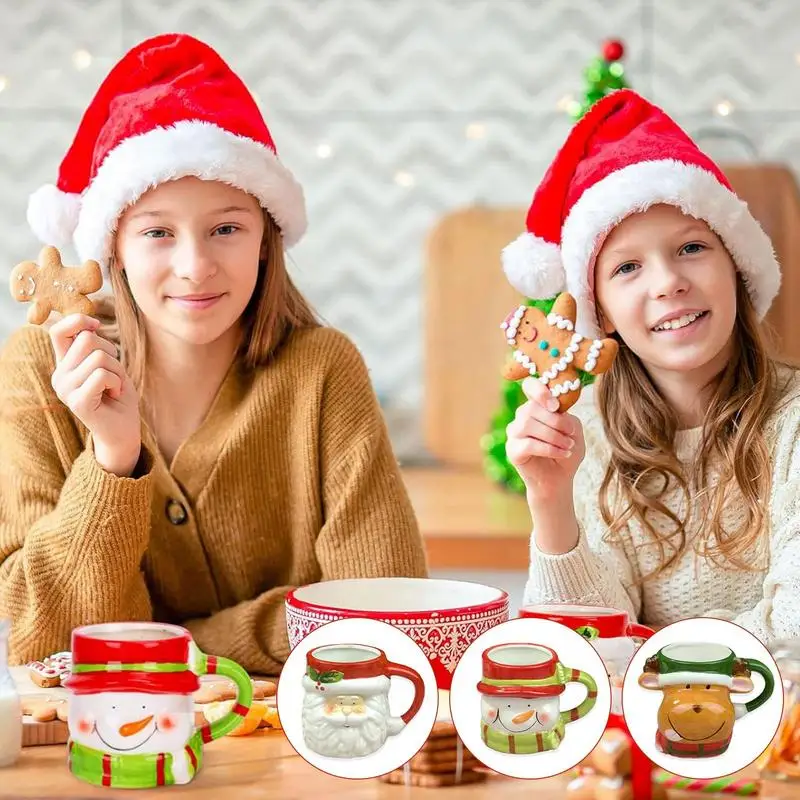 

Праздничные кофейные кружки, керамическая Рождественская кружка для питья, украшения для рождественского стола, чашка с Санта-оленем для рождественского подарка