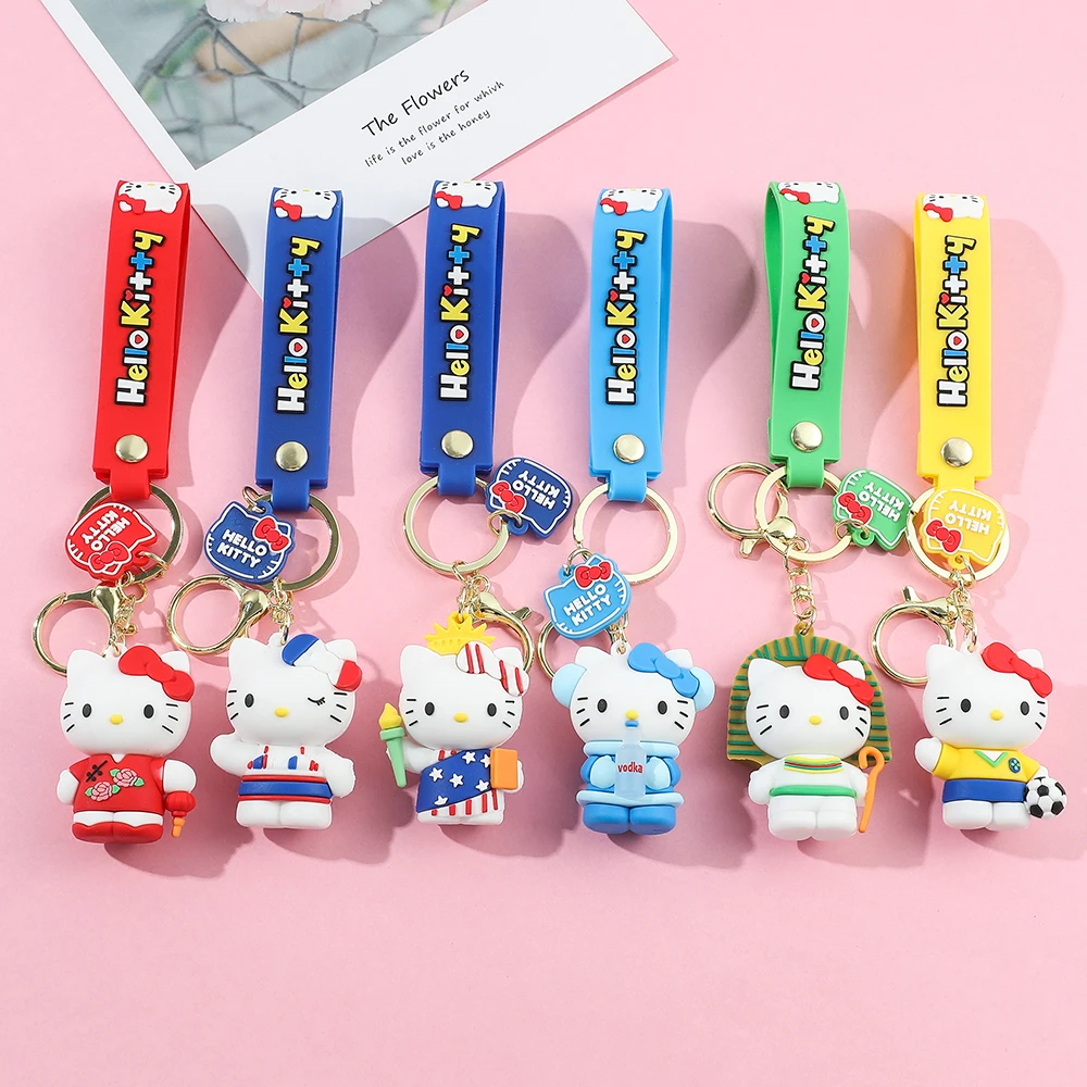 

Kawaii Sanrio Keychain Cute Cartoon Kuromi Hello Kitty Cinnamoroll Car Key Ring Pendant Schoolbag Decoration Gifts for Friends