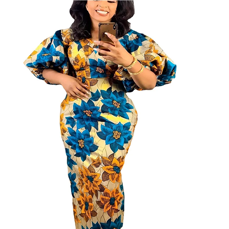 Fashion Lotus Sleeve V-Neck African Dresses for Women Elegant Pencil Dress Women Party Dinner African Dress Robe Africaine Femme
Fashion Lotus Sleeve V-Neck African Dresses for Women Elegant Pencil Dress Women Party Dinner African Dress Robe Africaine Femme