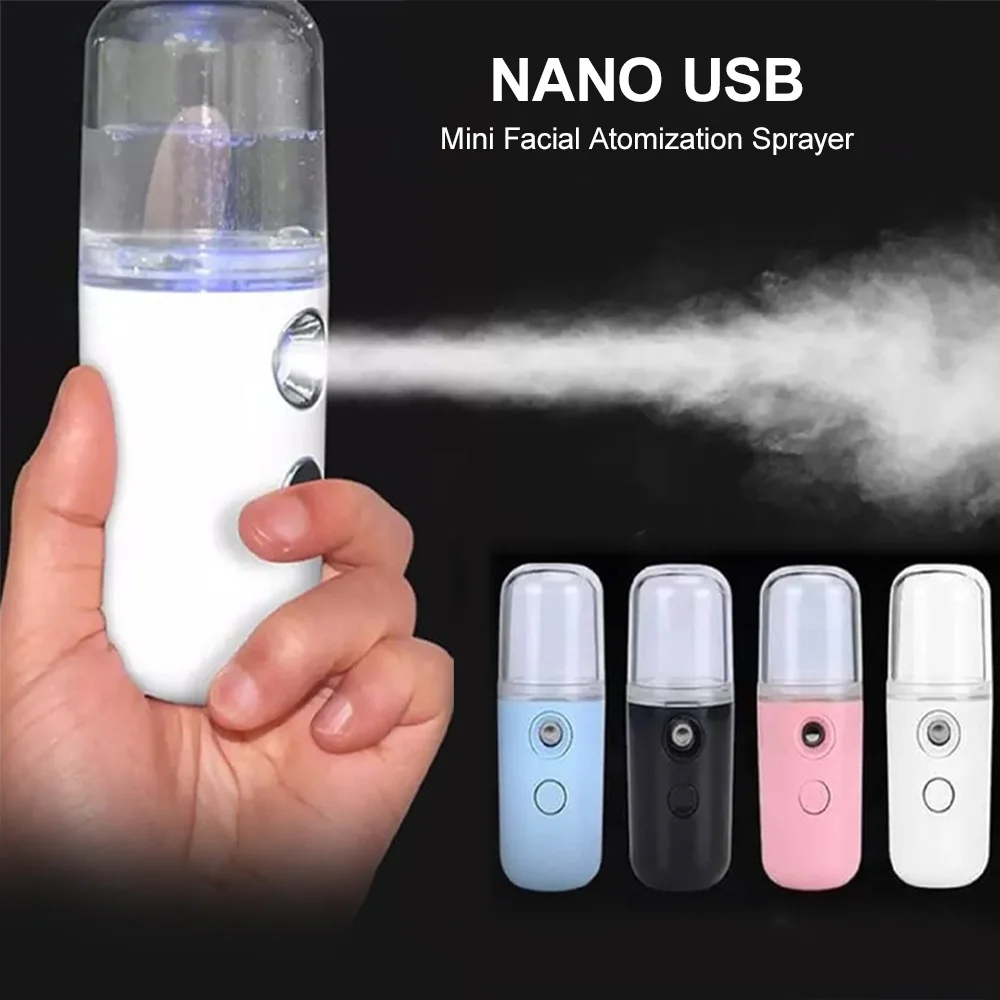 

30ML Mini Nano Mist Sprayer Cooler Facial Steamer Humidifier USB Rechargeable Face Moisturizing Nebulizer Beauty Skin Care Tools