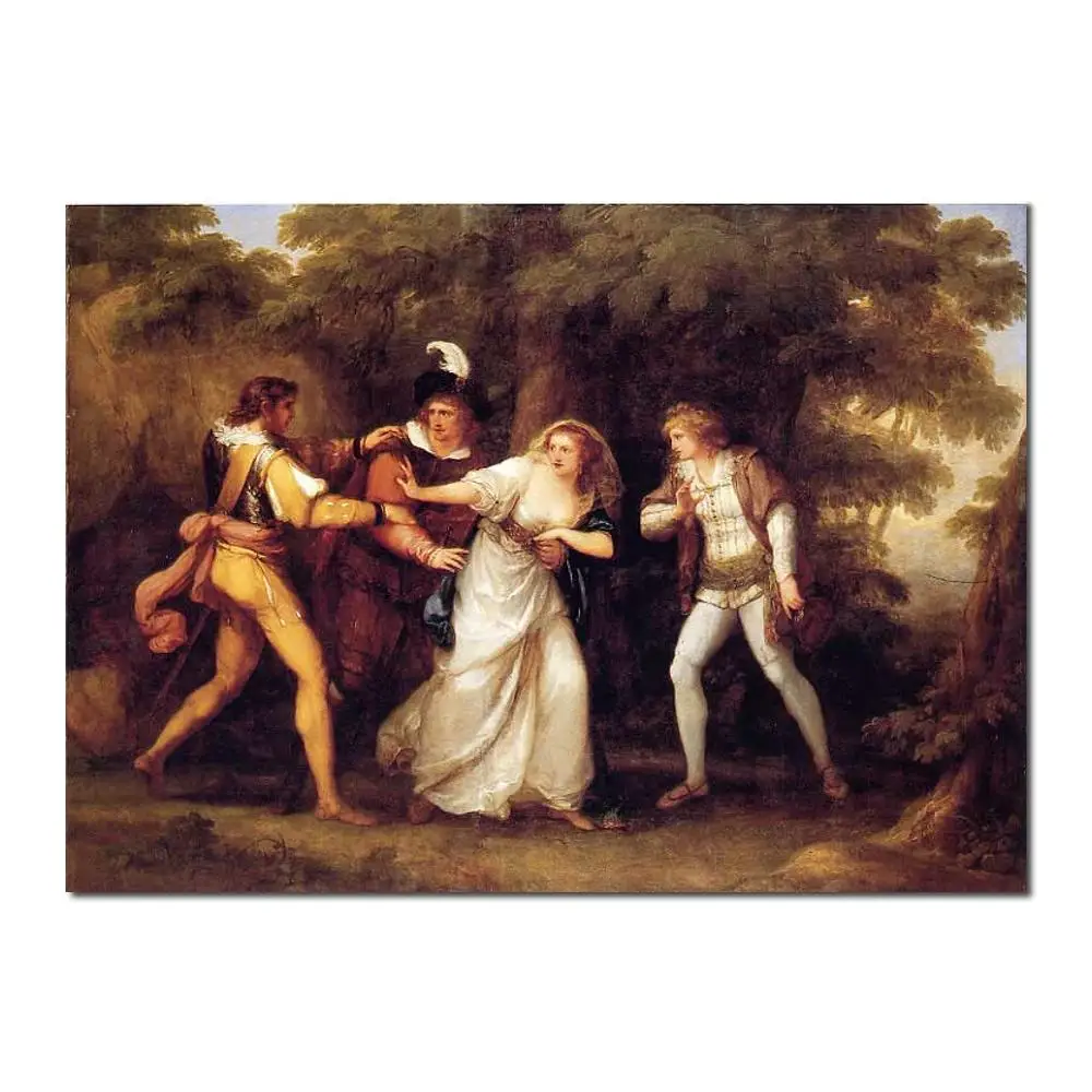 

Valentine Rescues Silvia in The Two Gentlemen of Verona by Angelica Kauffman famous portrait artist High quality Hand painted