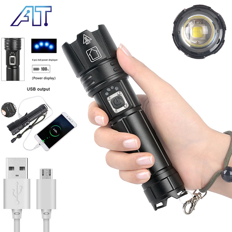 300W High Power Flashlight Rechargeable Output Power Display LED Light Outdoor Camping Tools XHP70 Telescopic Zoom Flashlights
300W High Power Flashlight Rechargeable Output Power Display LED Light Outdoor Camping Tools XHP70 Telescopic Zoom Flashlights