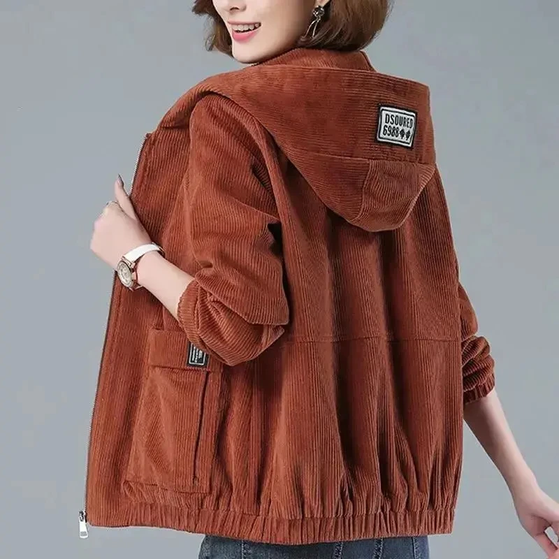 Corduroy Women's Coat Spring Autumn Female Outerwear Korean Version Loose New 2023 Hooded Leisure Middle Aged Mother Jacket 5XL
Corduroy Women's Coat Spring Autumn Female Outerwear Korean Version Loose New 2023 Hooded Leisure Middle Aged Mother Jacket 5XL