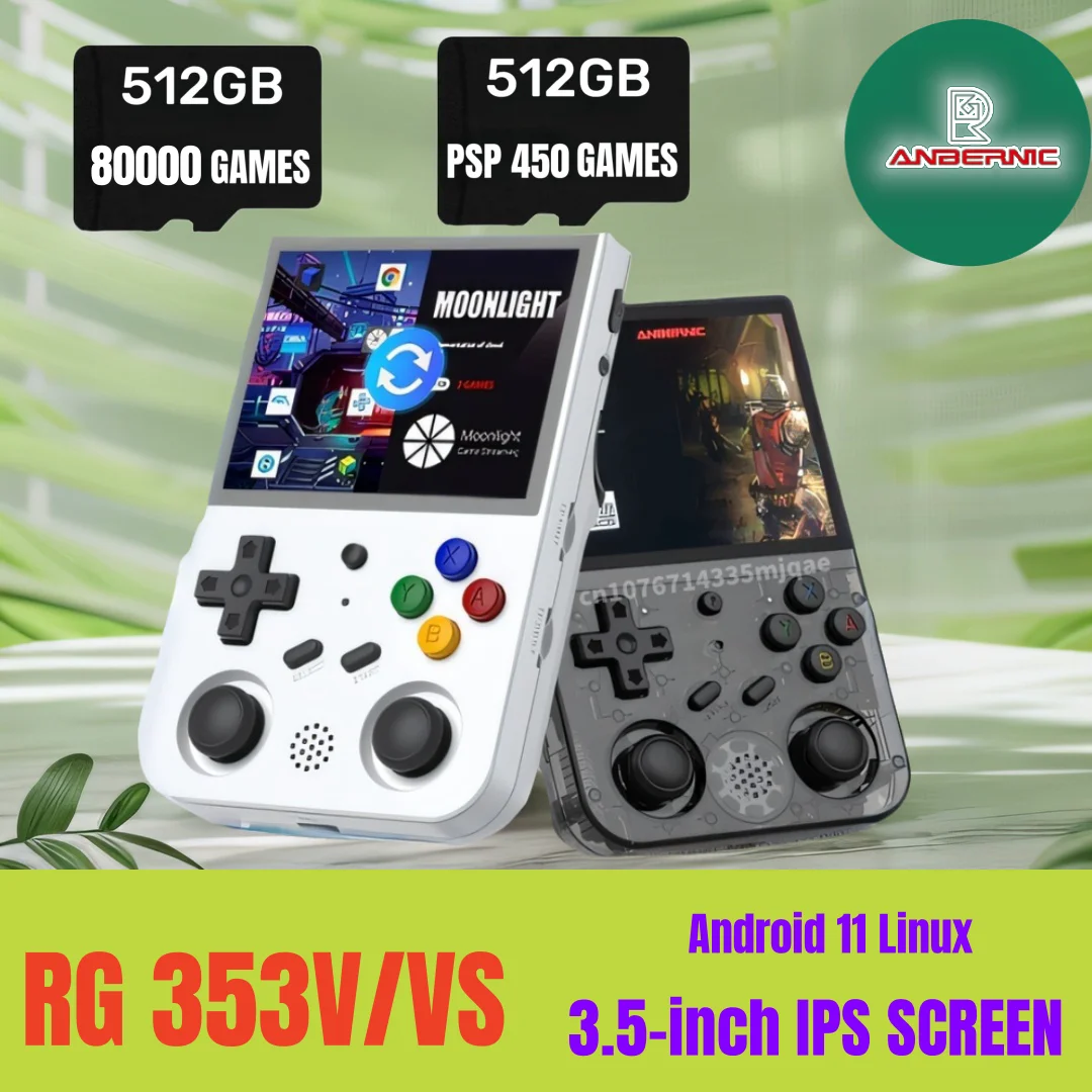 

ANBERNIC RG353V Official Store Handheld Portable Video Game Consoles 3.5 INCH Android 11 Linux OS Retro Player 512G 256G Gift