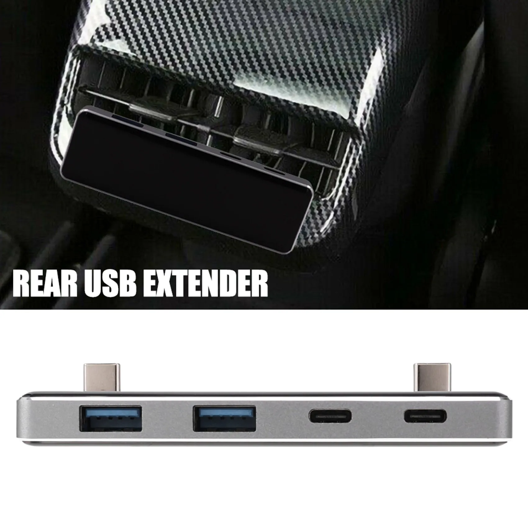 

Car Rear USB Extender 5V/3A Charger 4 Ports USB Adapter Splitter Interior USB Hub for Tesla Model 3 Model Y 2021