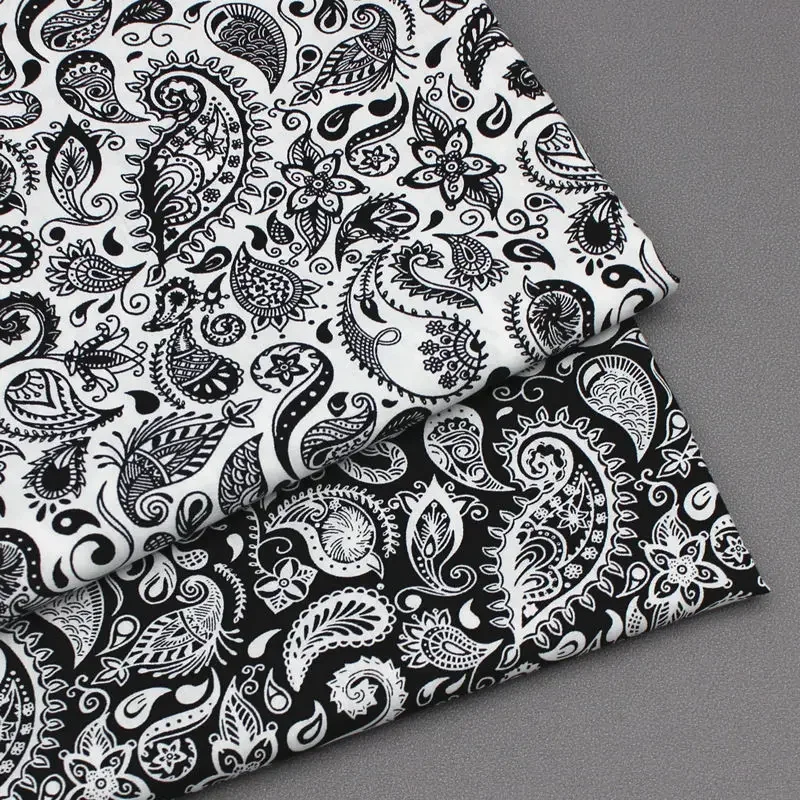 

150*145cm Cotton White Black Cashew Printed Fabric Clothing Sewing Fabric Material DIY Handmade Cloth By Meter