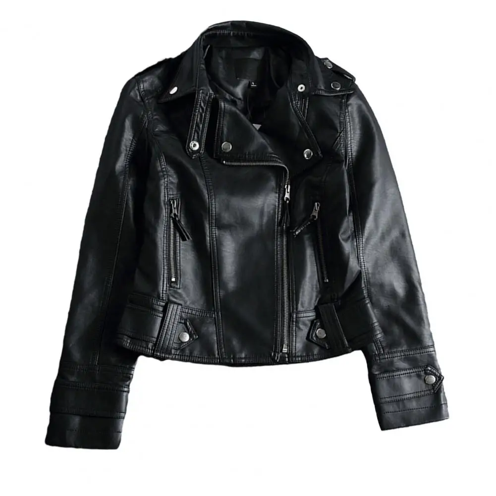 Elegant Women Jacket Stylish Women's Faux Leather Motorcycle Jacket Lapel Long Sleeve Zipper Placket Trendy for Spring/autumn
Elegant Women Jacket Stylish Women's Faux Leather Motorcycle Jacket Lapel Long Sleeve Zipper Placket Trendy for Spring/autumn