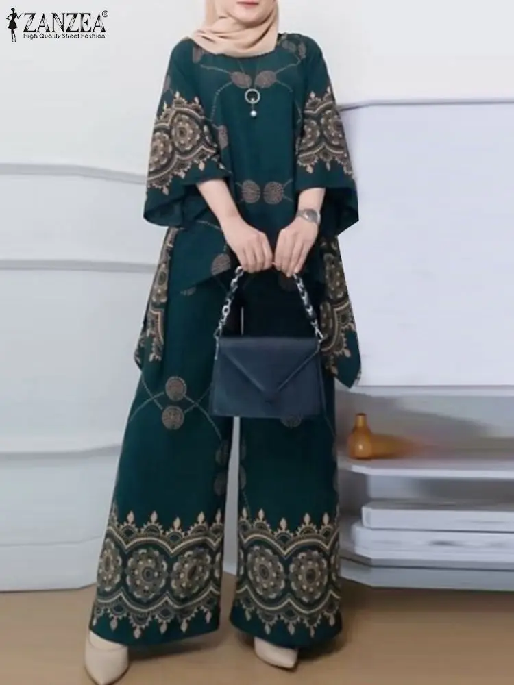 Женские летние спортивные костюмы ZANZEA, исламский хиджаб с цветочным принтом Eid Mubarek, брюки с широкими штанинами, мусульманские Брюки, богемные подходящие комплекты
Женские летние спортивные костюмы ZANZEA, исламский хиджаб с цветочным принтом Eid Mubarek, брюки с широкими штанинами, мусульманские Брюки, богемные подходящие комплекты