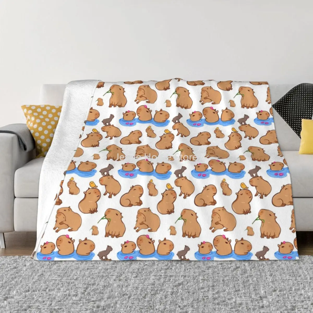 

Capybara Pattern Blanket Coral Fleece Plush Autumn/Winter Cute Animal Super Soft Throw Blanket for Home Outdoor Bedspreads
