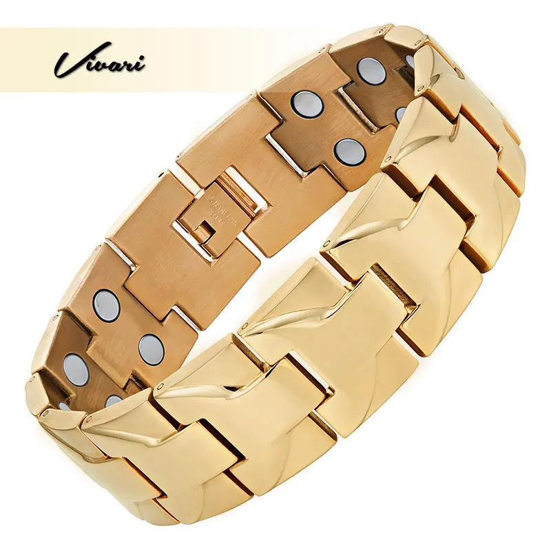 Vivari Magnetic Health Bracelet Men's Wide Wristband Bracelet Men's Bracelet 2 Tone Gold Colors
Vivari Magnetic Health Bracelet Men's Wide Wristband Bracelet Men's Bracelet 2 Tone Gold Colors