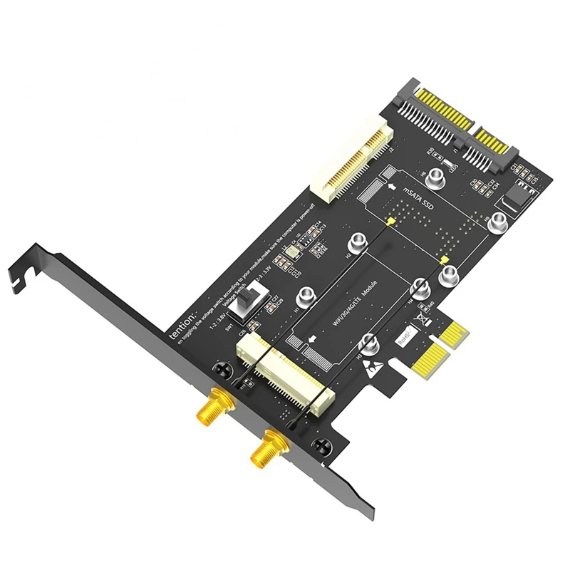 

2-в-1 комбинированный мини PCIE к PCI-E 1X адаптер и MSATA к SATA3 адаптер со слотом для SIM-карты для WiFi/ 3G/4G/LTE/ Msata SSD