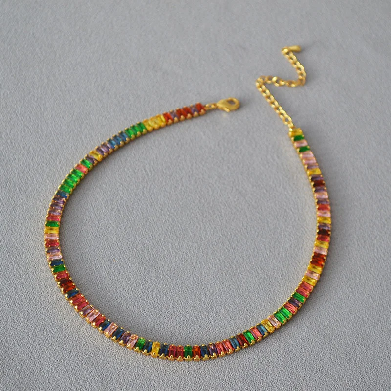 Fashionable niche, beautiful and irregular colored rectangular zircon sparkling diamond, sweet cool short necklace, choker
Fashionable niche, beautiful and irregular colored rectangular zircon sparkling diamond, sweet cool short necklace, choker