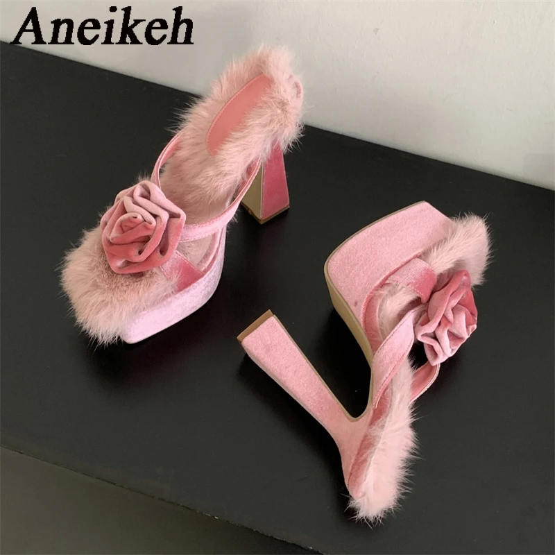 Aneikeh 2024 Elegant Flock Fur Square Toe Open Toe Thick Heel Sandals Women's Platform Flower Super High Heels Party Bar Zapatos
Aneikeh 2024 Elegant Flock Fur Square Toe Open Toe Thick Heel Sandals Women's Platform Flower Super High Heels Party Bar Zapatos