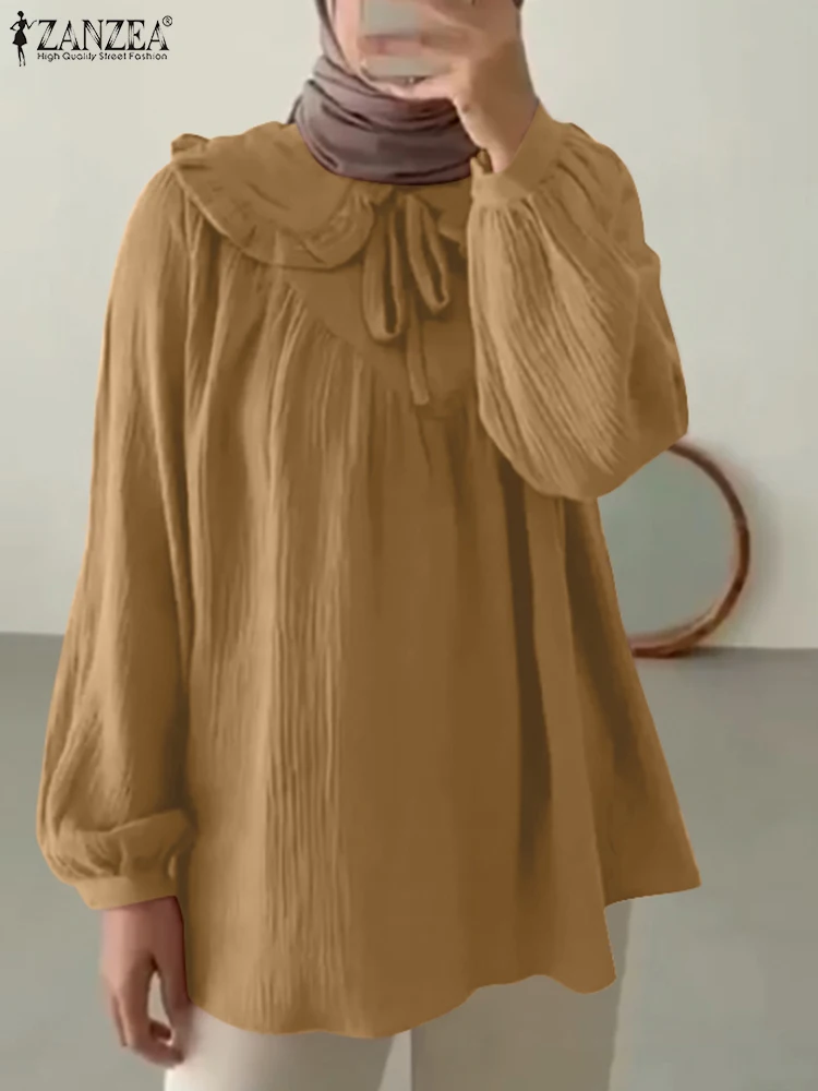 2023 ZANZEA Fashion Eid Mubarek Muslim Shirt Woman Puff Sleeve V-Neck Loose Tops Elegant Lace Up Blouse Casual Islamic Clothing
2023 ZANZEA Fashion Eid Mubarek Muslim Shirt Woman Puff Sleeve V-Neck Loose Tops Elegant Lace Up Blouse Casual Islamic Clothing