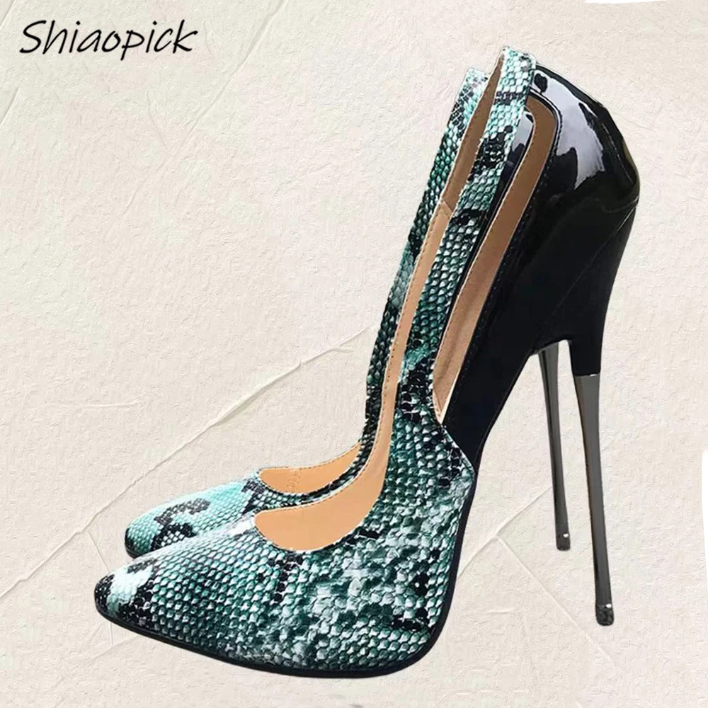 

Shiaopick 16cm Thin High Heels SnakeSkin Stilettos Sexy Pumps Cosplay Cross Dresser Fetish Night Club Party Catwalk Unisex Shoes