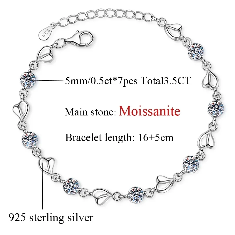 Apasion 925 Sterling Silver 5mm 0.5 Carat D Color Real Moissanite Bracelet Fine Jewelry Heart Shape Bangle For Women Girls Gift
Apasion 925 Sterling Silver 5mm 0.5 Carat D Color Real Moissanite Bracelet Fine Jewelry Heart Shape Bangle For Women Girls Gift