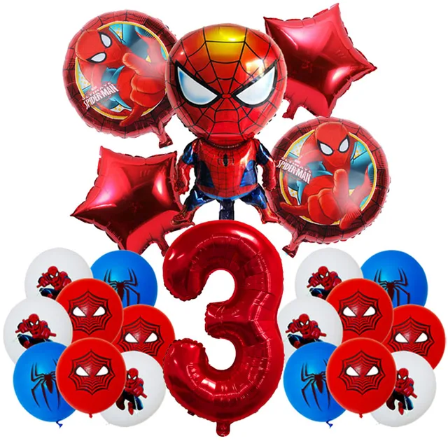 Décorations de fête d'anniversaire SpiderMan pour enfants, ballons en papier d'aluminium en Latex, thème araignée, fournitures d'événements, vaisselle jetable 2