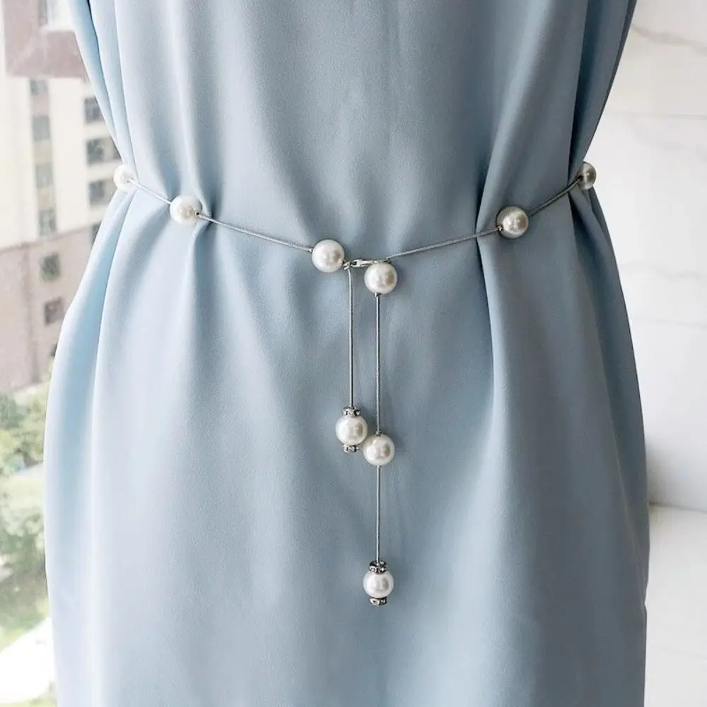 

Belly Belt Pearl Waist Chain Adjustable Bohemia Style Dress Decor Korean Waistband Tassel All-match Metal Waist Belt Outdoor